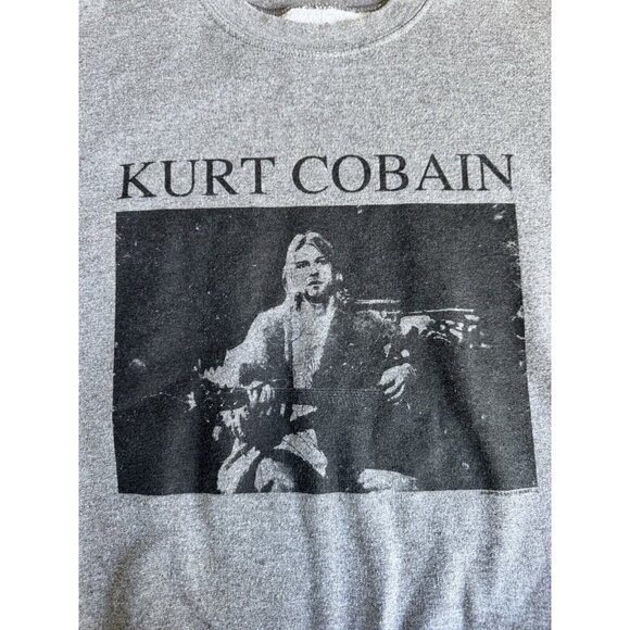 RARE Kurt Cobain Nirvana Grunge‎ Gray Pullover Sweatshirt MTV Unplugged Size XL - Picture 2 of 9